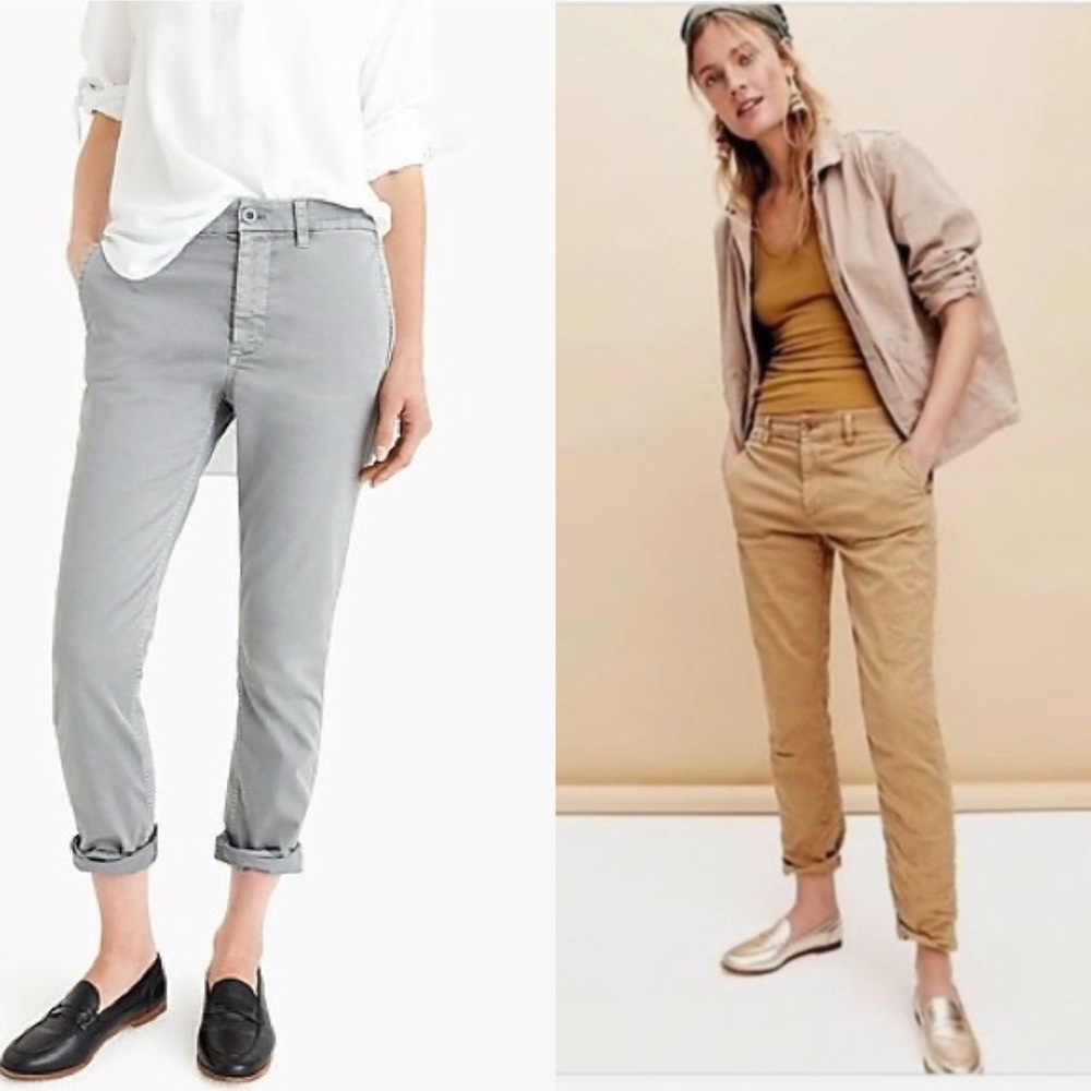 J. Crew High-rise slim boy chino pant size 2 brown and grey